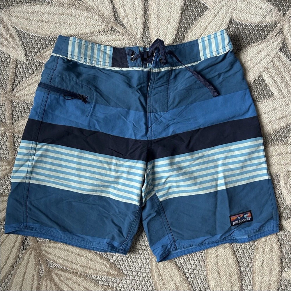 Patagonia Men's Striped Blue Board Shorts